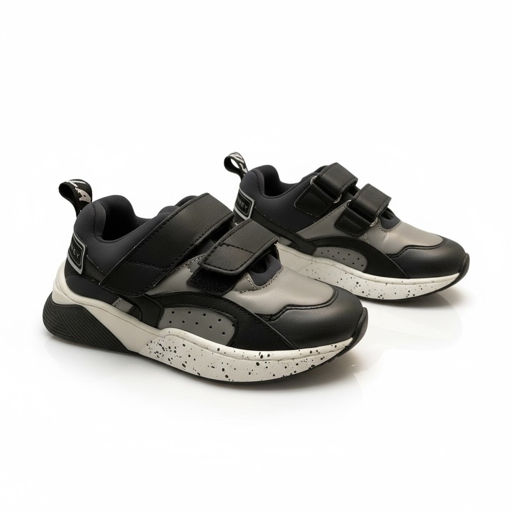 Stella McCartney Kids Black Gray Hook and Loop Sneakers Size 28 US 11
